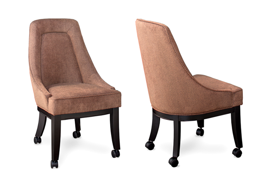 C8210 Caster Chair - Pictured in Onyx Maple Finish with Sandia, Java Fabric